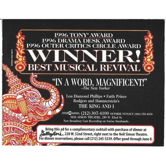 The King and I Broadway Musical Advertisement 1990s Vintage Print Ad - Picture 1 of 2